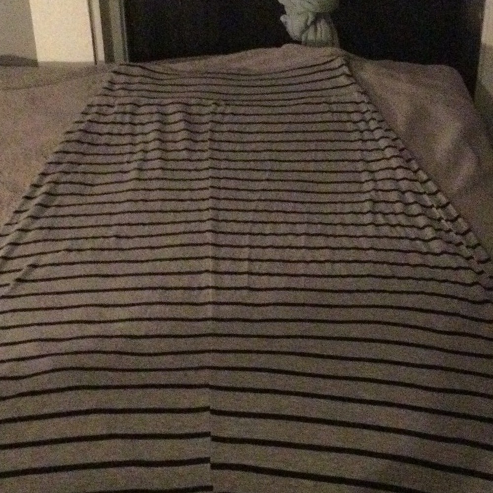 Gray and black striped skirt